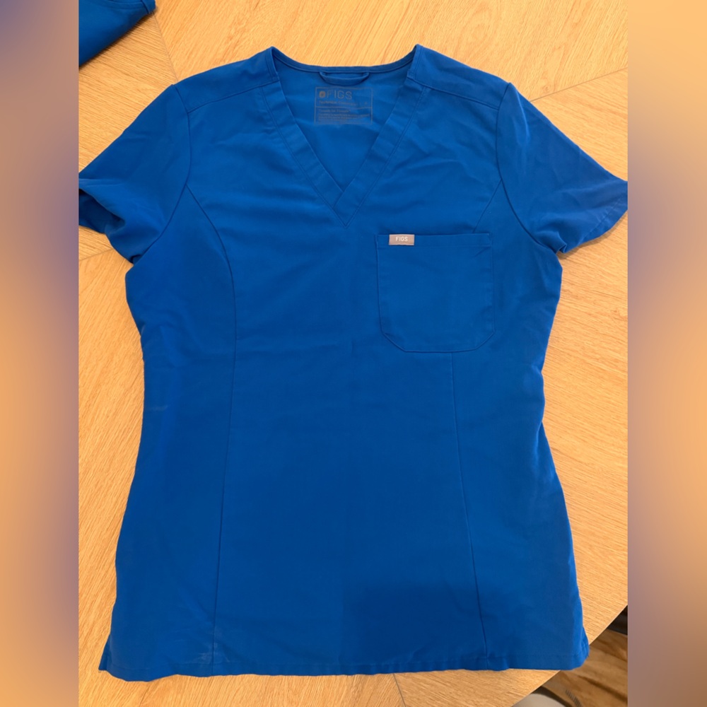 Figs Women's Cobalt Blue V-Neck Short Sleeve Scrub Top